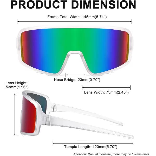 FEISEDY Men Women Sports Sunglasses Baseball Sun Glasses Cycling Fishing Running Trekking 80s 90s Youth Visor UV400 B296204 Clear Frame Blue Mirror Lenses
