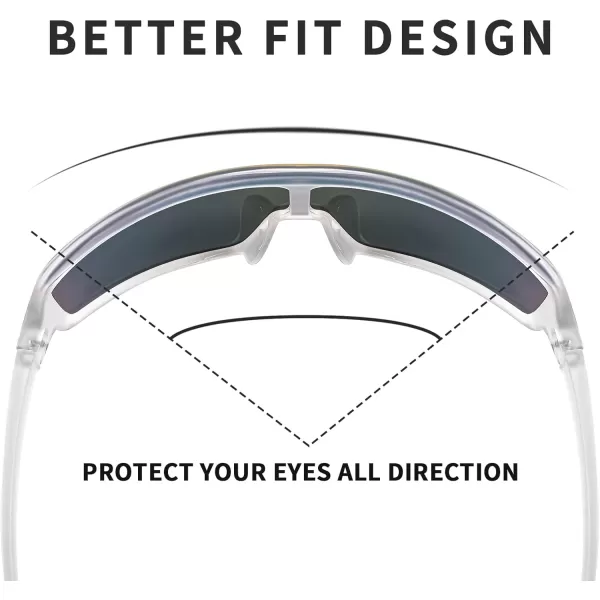 FEISEDY Men Women Sports Sunglasses Baseball Sun Glasses Cycling Fishing Running Trekking 80s 90s Youth Visor UV400 B296205 Clear Frame With Red Mirror Lens