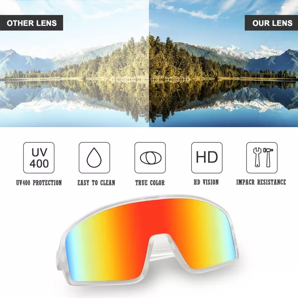 FEISEDY Men Women Sports Sunglasses Baseball Sun Glasses Cycling Fishing Running Trekking 80s 90s Youth Visor UV400 B2962Clear Frame