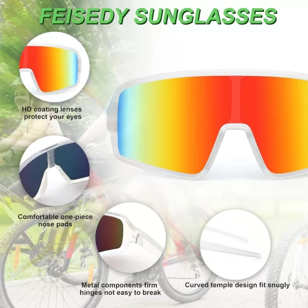 FEISEDY Men Women Sports Sunglasses Baseball Sun Glasses Cycling Fishing Running Trekking 80s 90s Youth Visor UV400 B2962Clear Frame