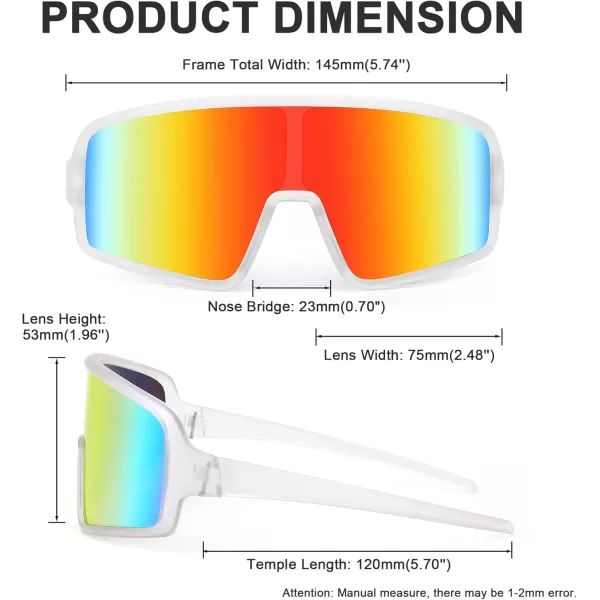 FEISEDY Men Women Sports Sunglasses Baseball Sun Glasses Cycling Fishing Running Trekking 80s 90s Youth Visor UV400 B2962Clear Frame
