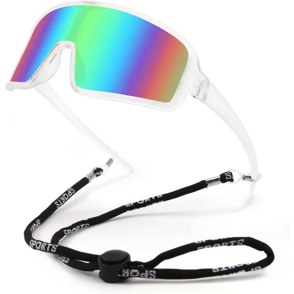 FEISEDY Men Women Sports Sunglasses Baseball Sun Glasses Cycling Fishing Running Trekking 80s 90s Youth Visor UV400 B2962Clear Frame