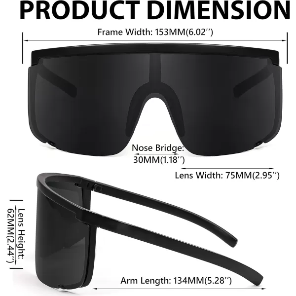 FEISEDY Men Women Sunglasses Sports Cycling Oversized 80s 90s Shades B4089Black