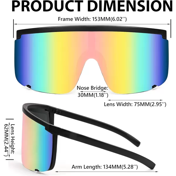 FEISEDY Men Women Sunglasses Sports Cycling Oversized 80s 90s Shades B4089Black Pink Mirror