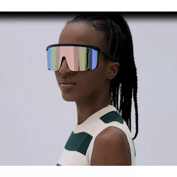 FEISEDY Men Women Sunglasses Sports Cycling Oversized 80s 90s Shades B4089Black Pink Mirror