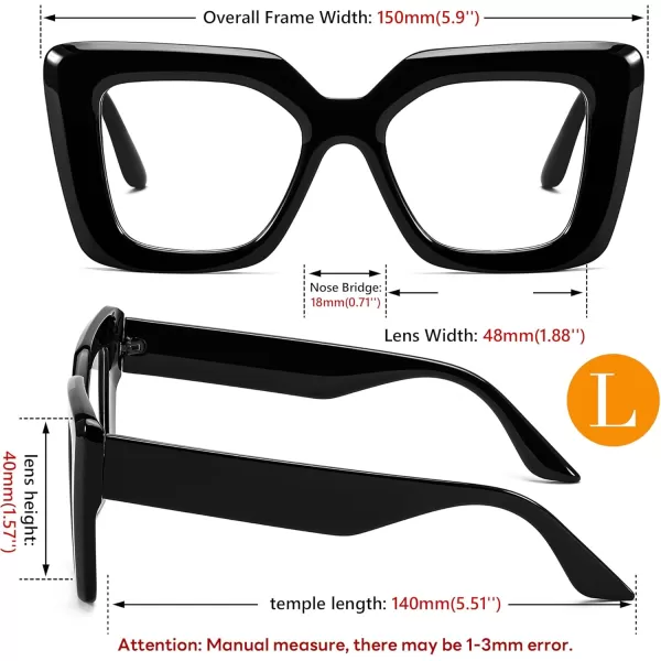 FEISEDY Oversized Square Blue Light Blocking Glasses for Women Men Fashion Computer Glasses Reduce Eye Strain B0111Black