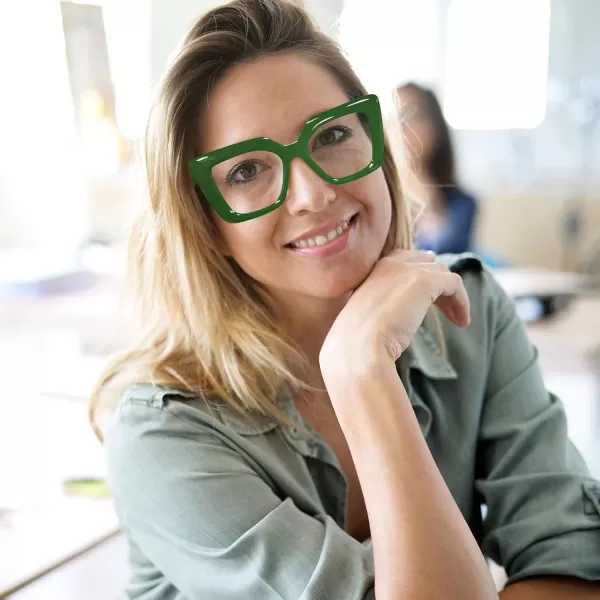FEISEDY Oversized Square Blue Light Blocking Glasses for Women Men Fashion Computer Glasses Reduce Eye Strain B0111Green