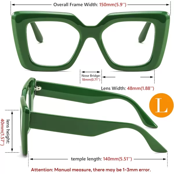 FEISEDY Oversized Square Blue Light Blocking Glasses for Women Men Fashion Computer Glasses Reduce Eye Strain B0111Green