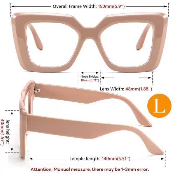 FEISEDY Oversized Square Blue Light Blocking Glasses for Women Men Fashion Computer Glasses Reduce Eye Strain B0111Khaki