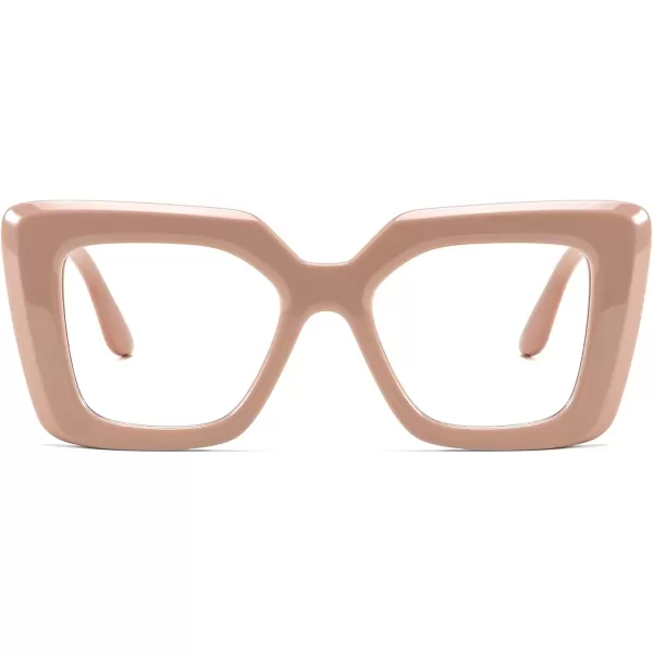 FEISEDY Oversized Square Blue Light Blocking Glasses for Women Men Fashion Computer Glasses Reduce Eye Strain B0111Khaki