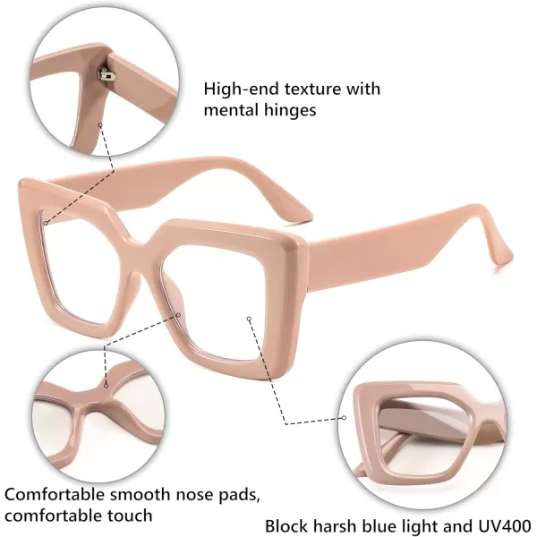 FEISEDY Oversized Square Blue Light Blocking Glasses for Women Men Fashion Computer Glasses Reduce Eye Strain B0111Khaki