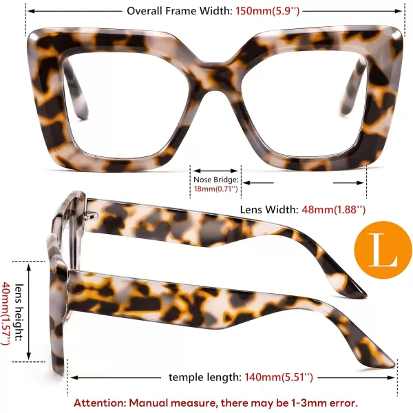 FEISEDY Oversized Square Blue Light Blocking Glasses for Women Men Fashion Computer Glasses Reduce Eye Strain B0111Leopard