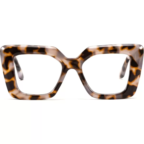 FEISEDY Oversized Square Blue Light Blocking Glasses for Women Men Fashion Computer Glasses Reduce Eye Strain B0111Leopard