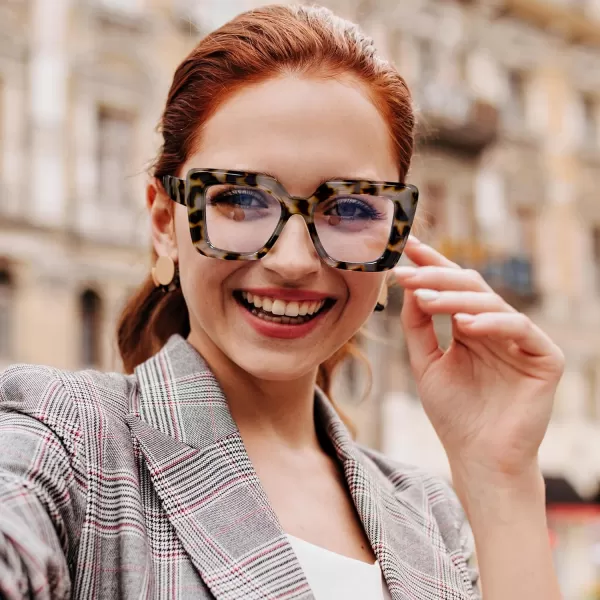 FEISEDY Oversized Square Blue Light Blocking Glasses for Women Men Fashion Computer Glasses Reduce Eye Strain B0111Leopard