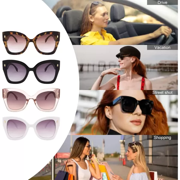 FEISEDY Retro Cat Eye Sunglasses Women Vintage Square Cateye Metal decorated Sunglasses B4032Leopard
