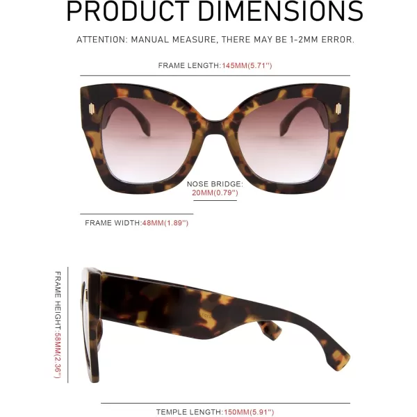 FEISEDY Retro Cat Eye Sunglasses Women Vintage Square Cateye Metal decorated Sunglasses B4032Leopard