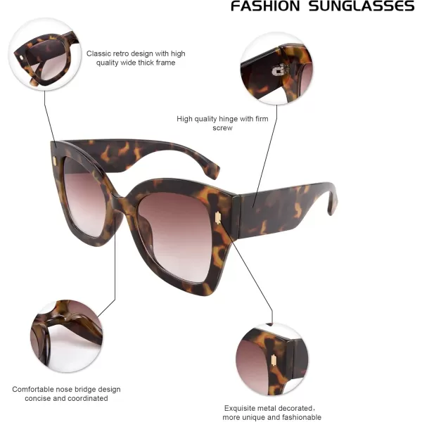 FEISEDY Retro Cat Eye Sunglasses Women Vintage Square Cateye Metal decorated Sunglasses B4032Leopard