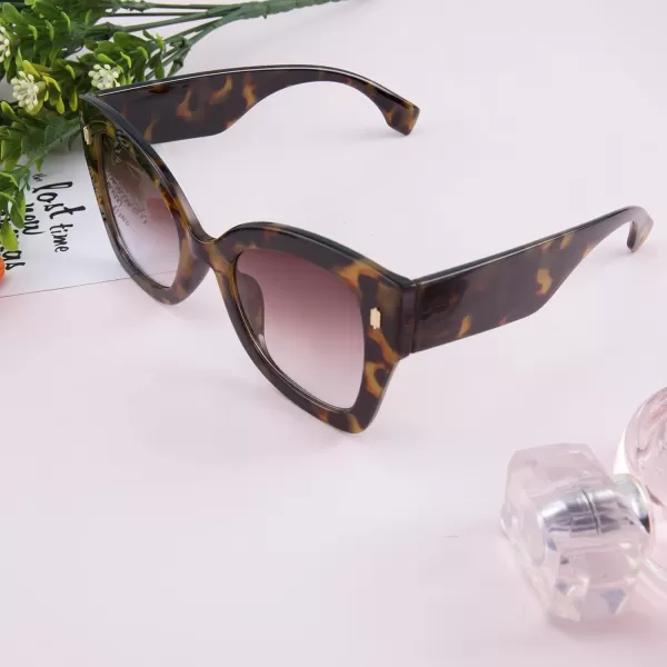 FEISEDY Retro Cat Eye Sunglasses Women Vintage Square Cateye Metal decorated Sunglasses B4032Leopard
