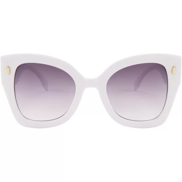 FEISEDY Retro Cat Eye Sunglasses Women Vintage Square Cateye Metal decorated Sunglasses B4032White