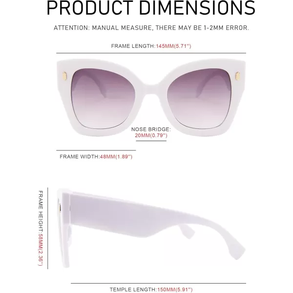 FEISEDY Retro Cat Eye Sunglasses Women Vintage Square Cateye Metal decorated Sunglasses B4032White