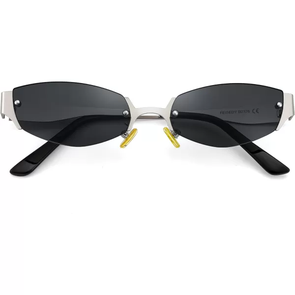 FEISEDY Retro Oval Sunglasses Women Men Y2K Fashion Designer Cosplay Glasses Party Accessories B2376Grey