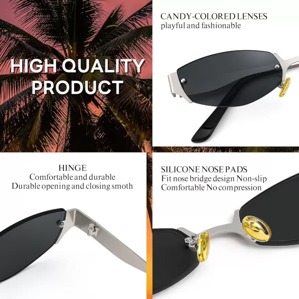 FEISEDY Retro Oval Sunglasses Women Men Y2K Fashion Designer Cosplay Glasses Party Accessories B2376Grey