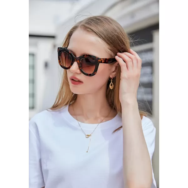 FEISEDY Retro Oversized Square Horn Sunglasses Semi Cat Eye Butterfly Glass Big Thick Bold Frame B2572Leopard
