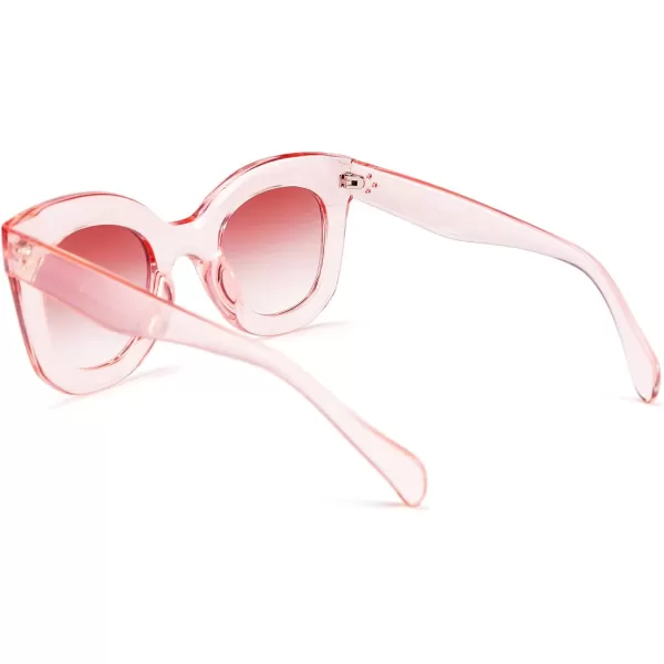 FEISEDY Retro Oversized Square Horn Sunglasses Semi Cat Eye Butterfly Glass Big Thick Bold Frame B2572Pink