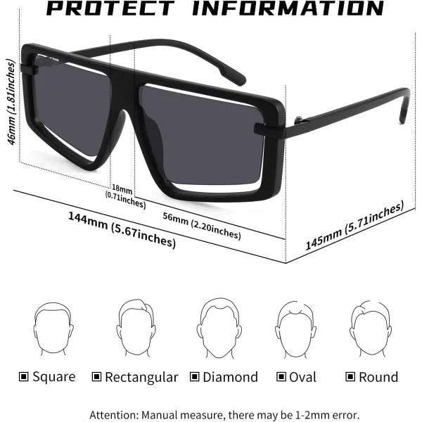 FEISEDY Retro Square Sunglasses Women Men Fashion Tinted Lens UV400 Protection Shades B2865001 Black FrameGray Lens