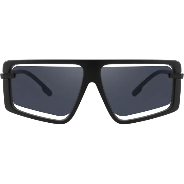 FEISEDY Retro Square Sunglasses Women Men Fashion Tinted Lens UV400 Protection Shades B2865001 Black FrameGray Lens