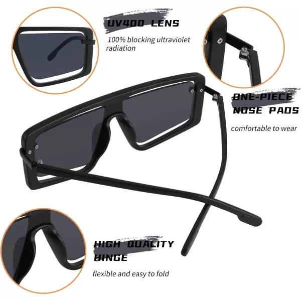 FEISEDY Retro Square Sunglasses Women Men Fashion Tinted Lens UV400 Protection Shades B2865001 Black FrameGray Lens