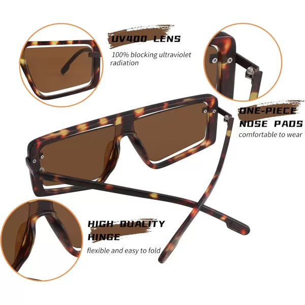 FEISEDY Retro Square Sunglasses Women Men Fashion Tinted Lens UV400 Protection Shades B2865003 Leopard FrameTea Lens