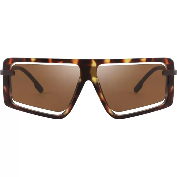 FEISEDY Retro Square Sunglasses Women Men Fashion Tinted Lens UV400 Protection Shades B2865003 Leopard FrameTea Lens