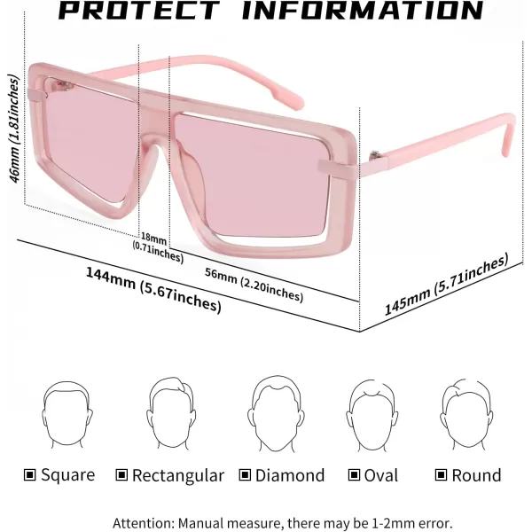 FEISEDY Retro Square Sunglasses Women Men Fashion Tinted Lens UV400 Protection Shades B2865004 Pink FramePink Lens