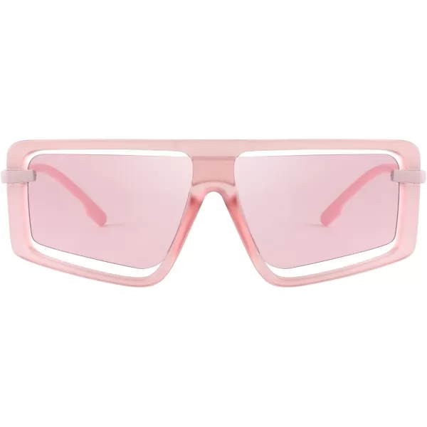 FEISEDY Retro Square Sunglasses Women Men Fashion Tinted Lens UV400 Protection Shades B2865004 Pink FramePink Lens