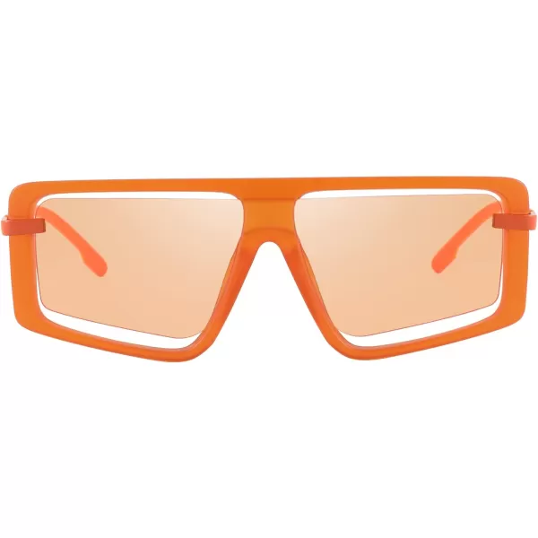 FEISEDY Retro Square Sunglasses Women Men Fashion Tinted Lens UV400 Protection Shades B2865005 Orange Frame Orange Lens