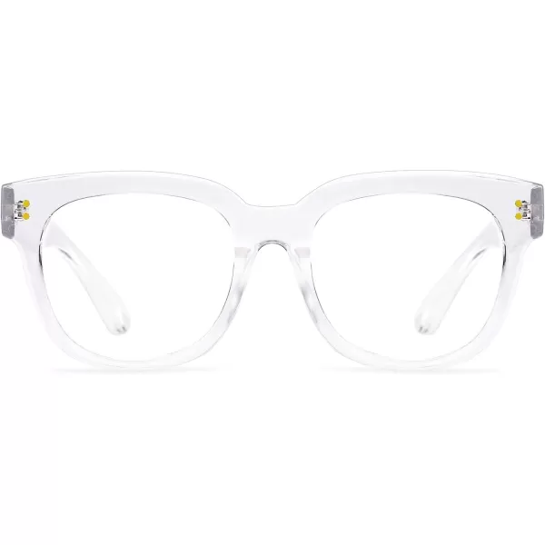 FEISEDY Retro Square Thick Big Frame Blue Light Blocking Reading Glasses Anti Glare Digital Eyestrain Reader B2523Clear
