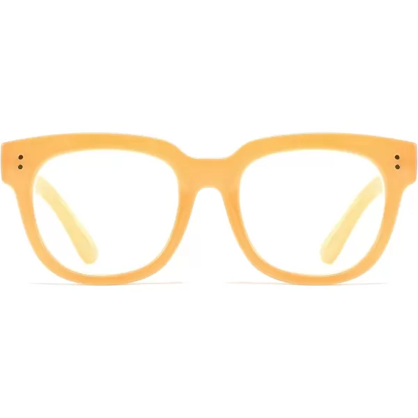 FEISEDY Retro Square Thick Big Frame Blue Light Blocking Reading Glasses Anti Glare Digital Eyestrain Reader B2523Light Yellow
