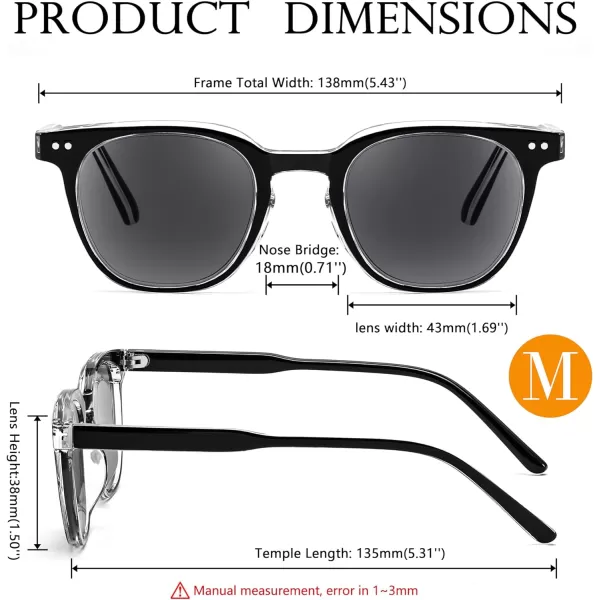 FEISEDY Round Reading Sunglasses for Men and Women Stylish Glasses with Readers B0113Black Frame Gray Lenses