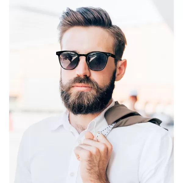 FEISEDY Round Reading Sunglasses for Men and Women Stylish Glasses with Readers B0113Black Frame Gray Lenses