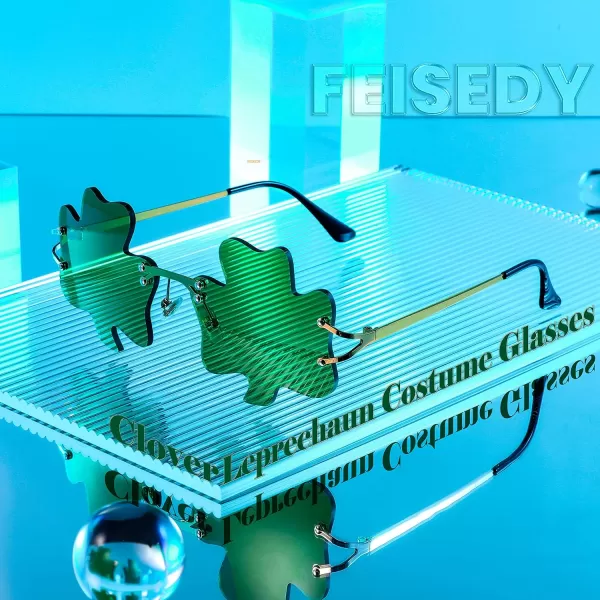 FEISEDY St Patricks Day Irish Shamrock Sunglasses Lucky Green Leprechaun Costume Eyeglasses for Women Men B2369Clover
