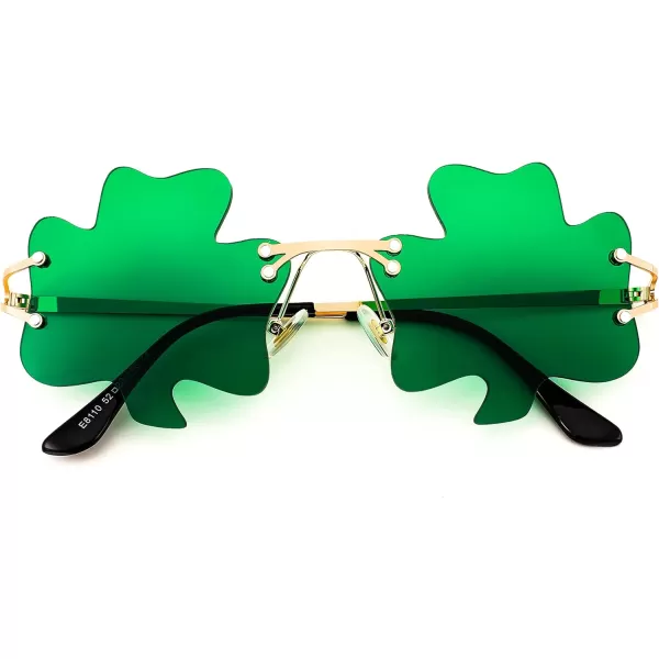 FEISEDY St Patricks Day Irish Shamrock Sunglasses Lucky Green Leprechaun Costume Eyeglasses for Women Men B2369Clover