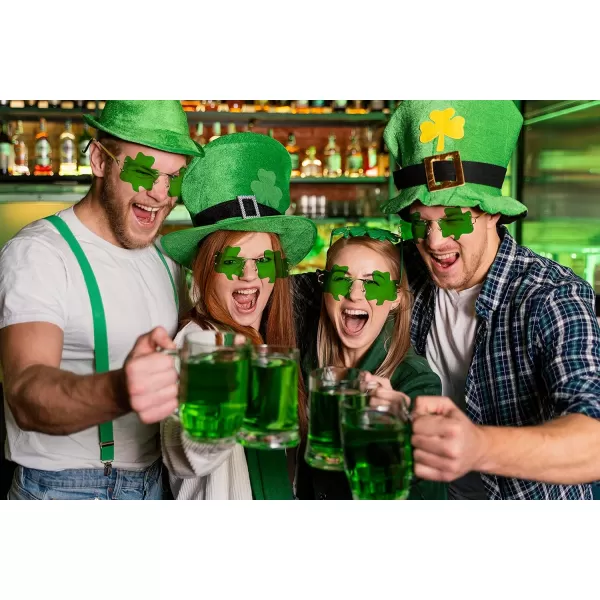 FEISEDY St Patricks Day Irish Shamrock Sunglasses Lucky Green Leprechaun Costume Eyeglasses for Women Men B2369Clover