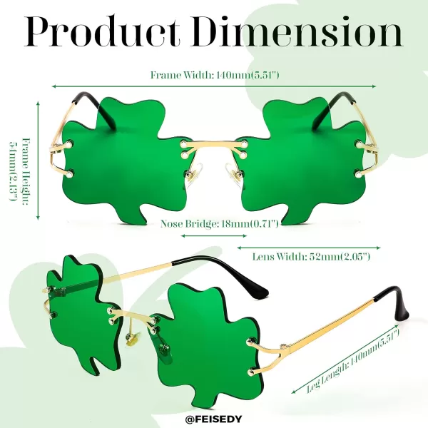 FEISEDY St Patricks Day Irish Shamrock Sunglasses Lucky Green Leprechaun Costume Eyeglasses for Women Men B2369Clover