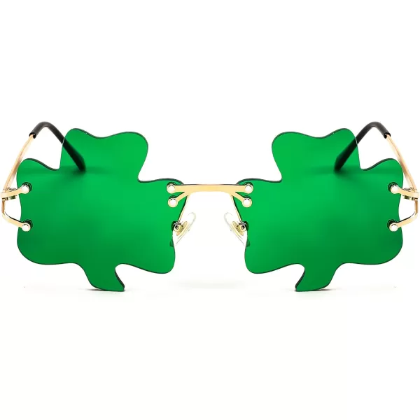 FEISEDY St Patricks Day Irish Shamrock Sunglasses Lucky Green Leprechaun Costume Eyeglasses for Women Men B2369Clover
