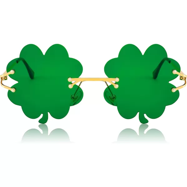 FEISEDY St Patricks Day Irish Shamrock Sunglasses Lucky Green Leprechaun Costume Eyeglasses for Women Men B2369Four Leaf Clover