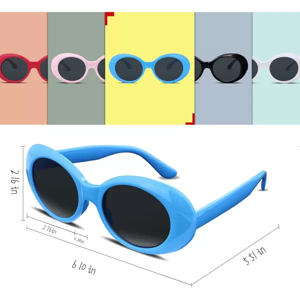 FEISEDY Sunglasses White Oval Clout Goggles for Women Men Retro Round Trendy Rimmed Clueless Costume Frame B2253Blue