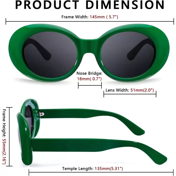 FEISEDY Sunglasses White Oval Clout Goggles for Women Men Retro Round Trendy Rimmed Clueless Costume Frame B2253Green