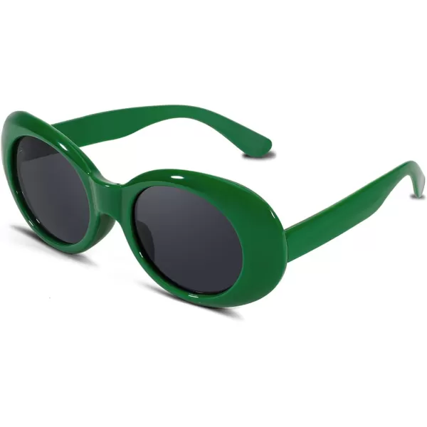FEISEDY Sunglasses White Oval Clout Goggles for Women Men Retro Round Trendy Rimmed Clueless Costume Frame B2253Green