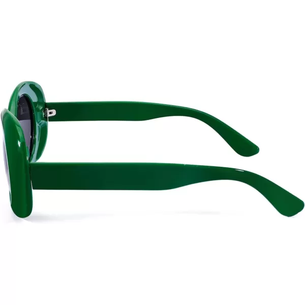 FEISEDY Sunglasses White Oval Clout Goggles for Women Men Retro Round Trendy Rimmed Clueless Costume Frame B2253Green